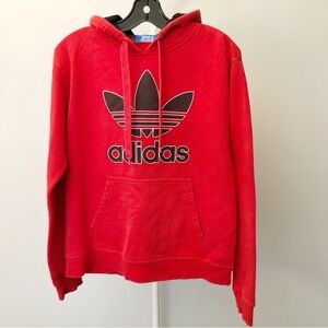Adidas Originals Logo Sportswear Athleisure Oversized Pullover Casual Red Hoodie